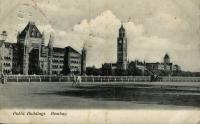Vintage black and white postcard of Public Buildings, Bombay