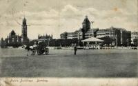 Vintage black and white postcard of Public Buildings, Bombay